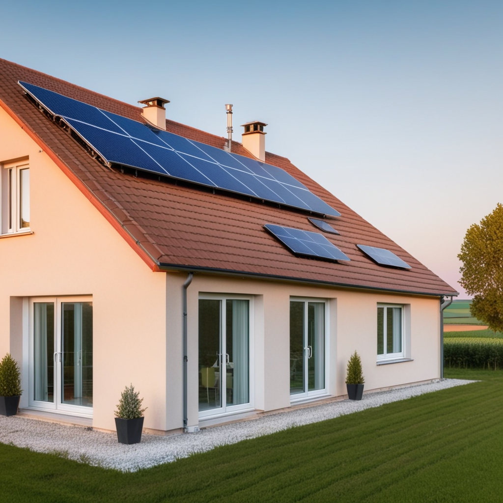 Une maison avec des panneaux solaires